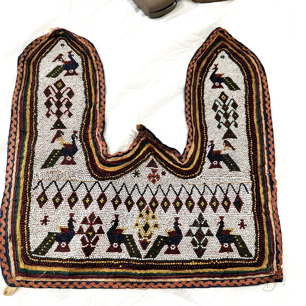 Vintage Hand Embroidery Work Rare Kutch Heavy Beaded Wall Hanging India Decor